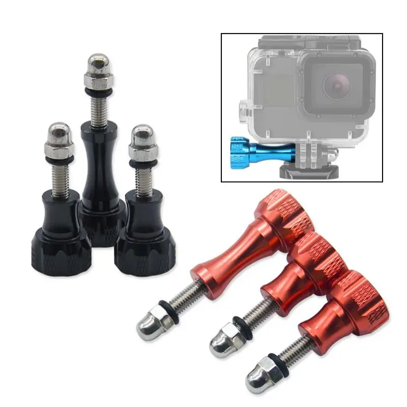 3Pcs Aluminum Thumb Knob Bolt Screw 2 Short + 1 Long For 7 6 5 4 Yi 4K Sjcam SJ4000 H9 Case Tripod Mount Cam Accessory
