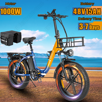 Ridstar MN20 Electric Bike 1000W 48V15AH Battery Electric Bicycle with Rear Seat Luggage Rack 20*4-inch Fat Tire Off-road E Bike