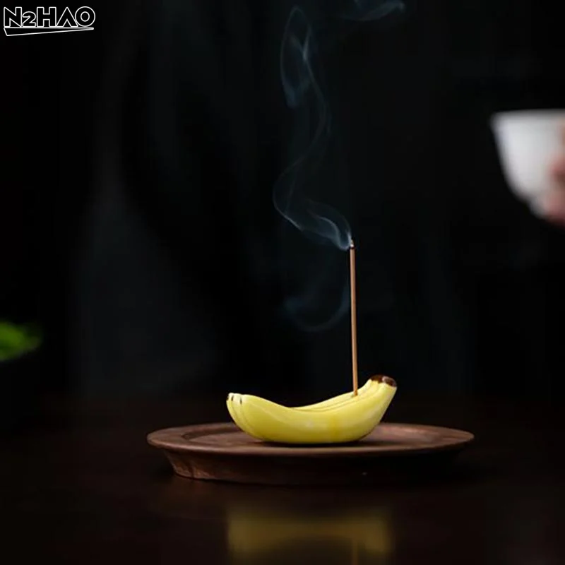 1pcs Ceramic Cute Bananas Incense Stick Holder Incense Insertion Incense Tray Home Decor Office Teahouse Living Room Ornament