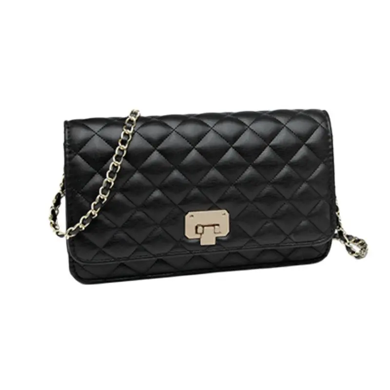 Classic Diamond Leather Lock Ladies New PU Black and White Saddle Bag Fashionable Girls Single Shoulder Bag Zipper Bag