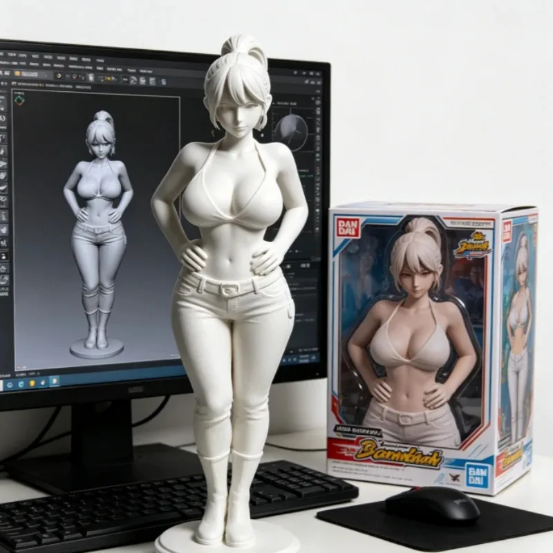 

3D Printing Goddess Statue Desktop Ornament High Ponytail Jeans Pure Desire Stereoscopic Decor Custom Art Model