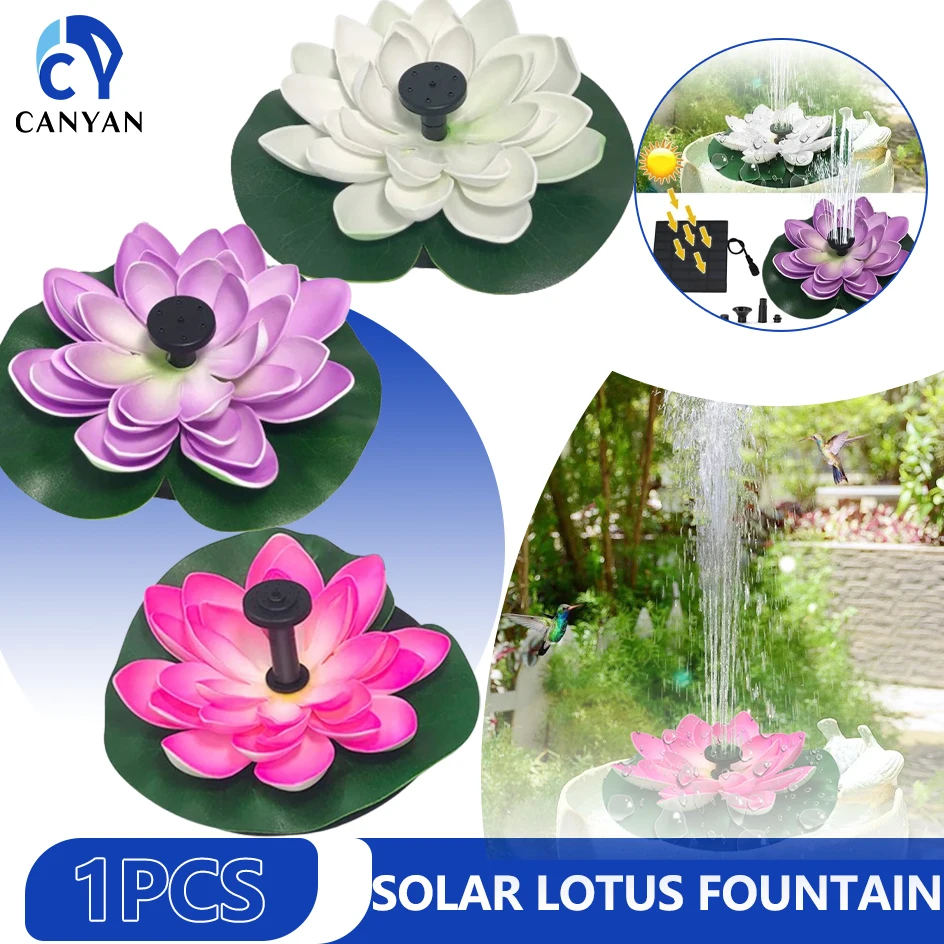 

Solar Rotating Lotus Floating Fountain Outdoor Garden for Garden Bird Bath, Pond Decoration, Waterscape Garden Decoration