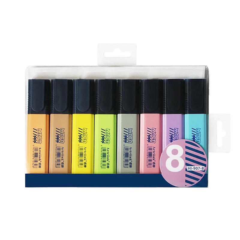 

Large Capacity Morandi Color Highlighter,Student Textbook,Highlight Marker,Oblique Nib Office And School Supplies,8 Colors
