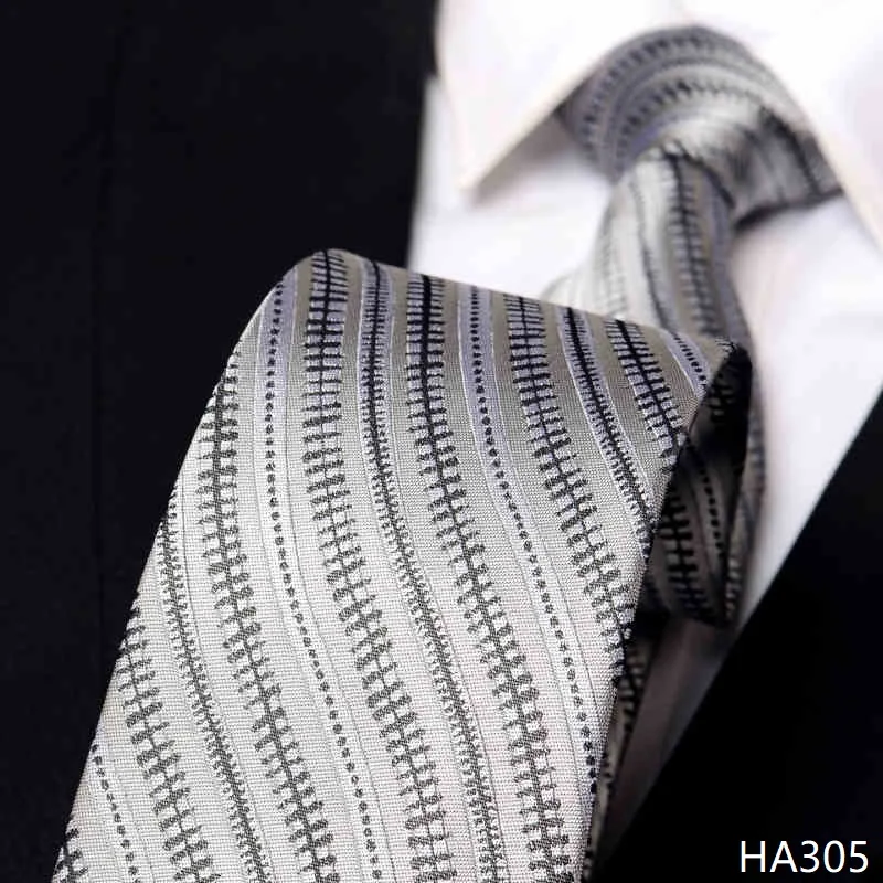 高品質シルバーグレーのカーブストライプネクタイメンズフォーマルウェアビジネス宴会シャツアクセサリー8cm幅手作り結び目ネクタイ