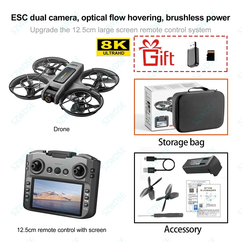 Nieuwe S156 Quadcopter Drone met 8K Professionele Camera, 5G WIFI FPV, 4,5 Inch Groot Scherm, Afstandsbediening RC Drone VS V66