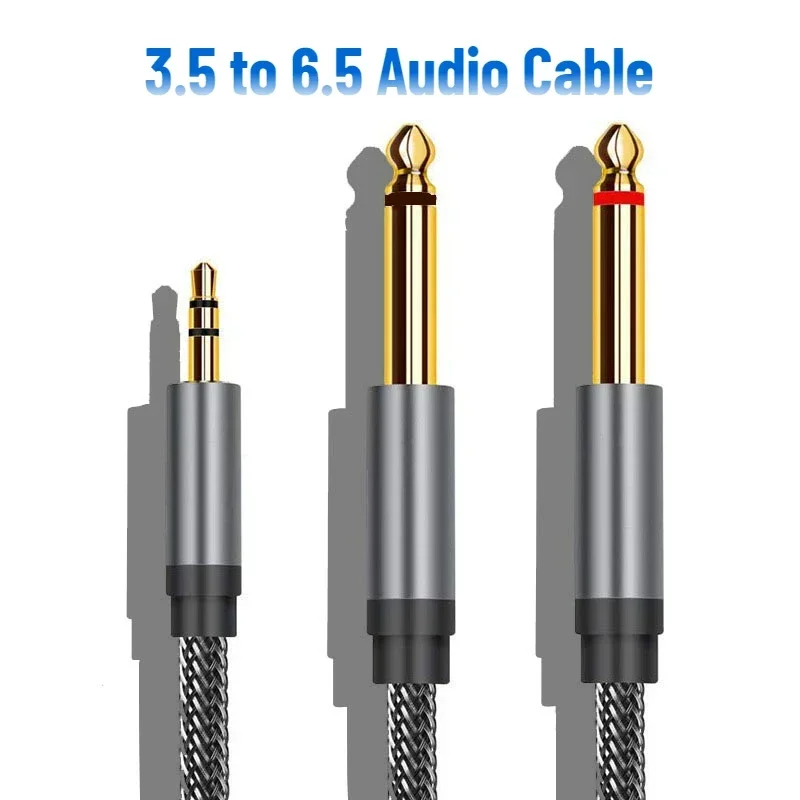 

DREMAKE Stereo Audio Cable Jack 3.5mm To Double 6.5mm for Phone MP3 Laptop Tablet TV Speaker and So on 6.5 To 3.5 Jack