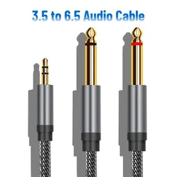 DREMAKE Stereo Audio Cable Jack 3.5mm To Double 6.5mm for Phone MP3 Laptop Tablet TV Speaker and So on 6.5 To 3.5 Jack