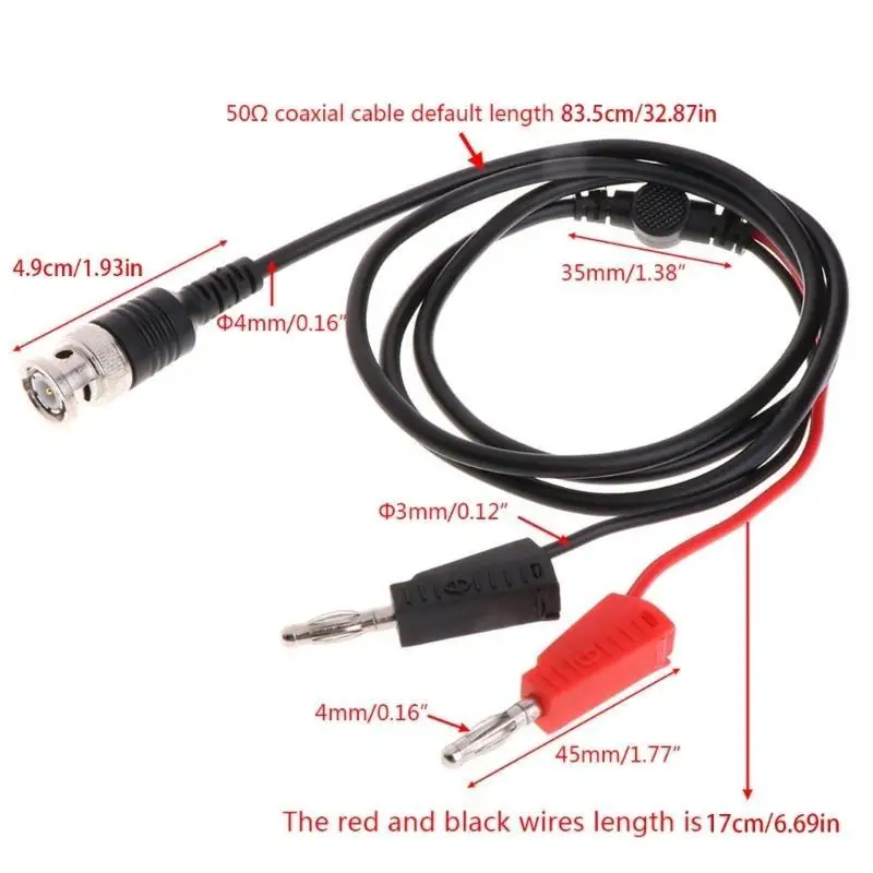 

652F Coaxial BNC Male to Dual 4mm Banana Plug Test Cable Stackable for Oscilloscope