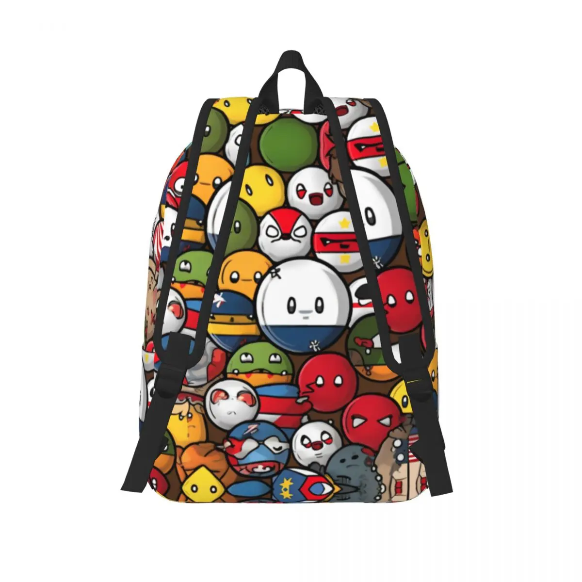 Countryball Cartoon Backpack for Kindergarten Primary School Student Countries Earth Cute Bookbag Boy Girl Kids Canvas Daypack