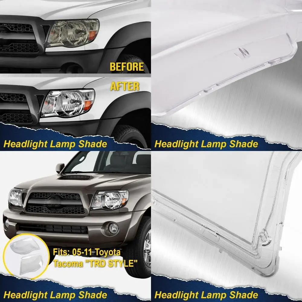 

Headlight Lens Cover Compatible with 05-11 Toyota Tacoma Base | Pre-Runner | X-Runner | SR5 (Standard Cab | Access Cab | Double
