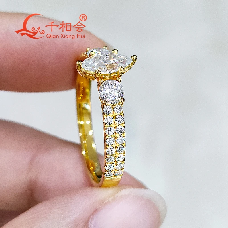 Imagem -04 - Marquise Rodada Branco Moissanite Anel S925 Prata Hip Hop Jóias para Mulheres dos Homens Anel de Luxo Estilo Presente de Casamento Namoro 4*8 mm