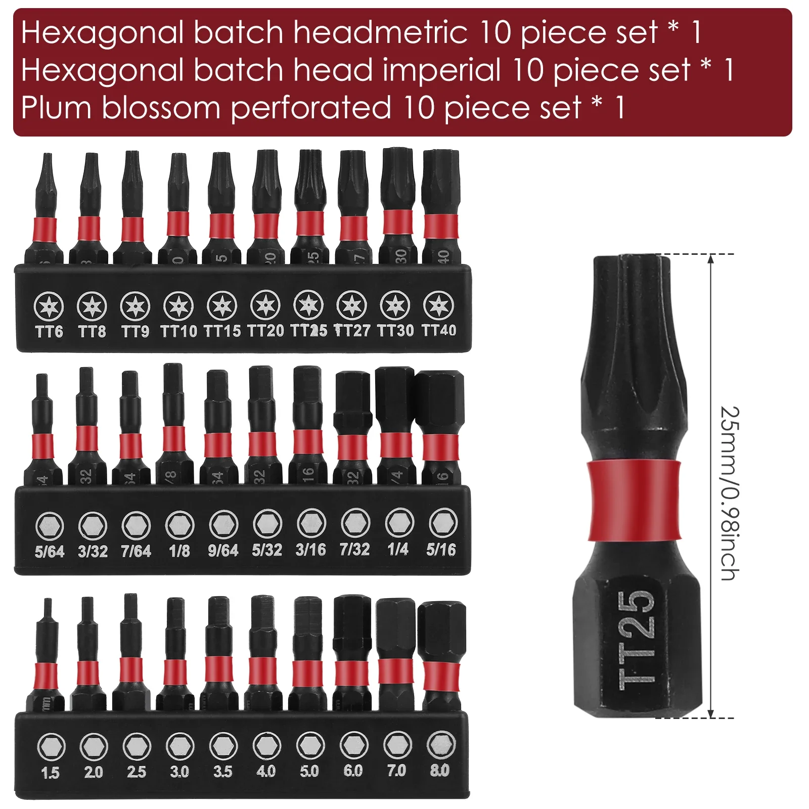 30Pcs Set 25/50/100mm Magnetic Hex Screwdriver Bit Solid Magnetic Head Bits Versatile Alloy Steel Square Bit for Home Repairing