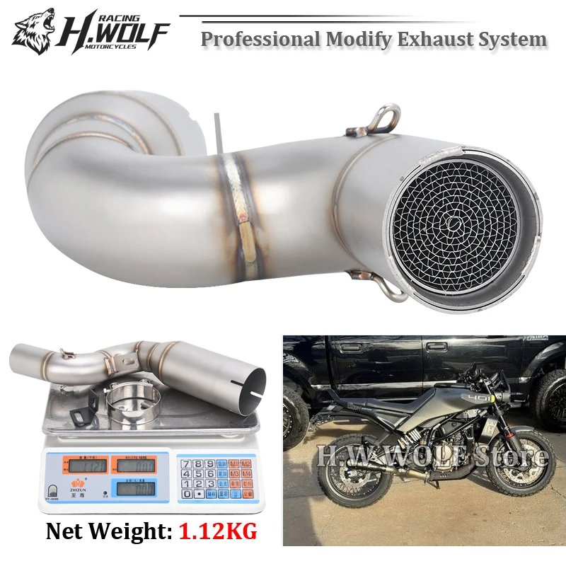 

Slip On For Husqvarna SVARTPILEN Vitpilen 401 2024 - 2026 Motorcycle Exhaust Mid Catalyst Link Pipe Modify 51MM Muffler Escape