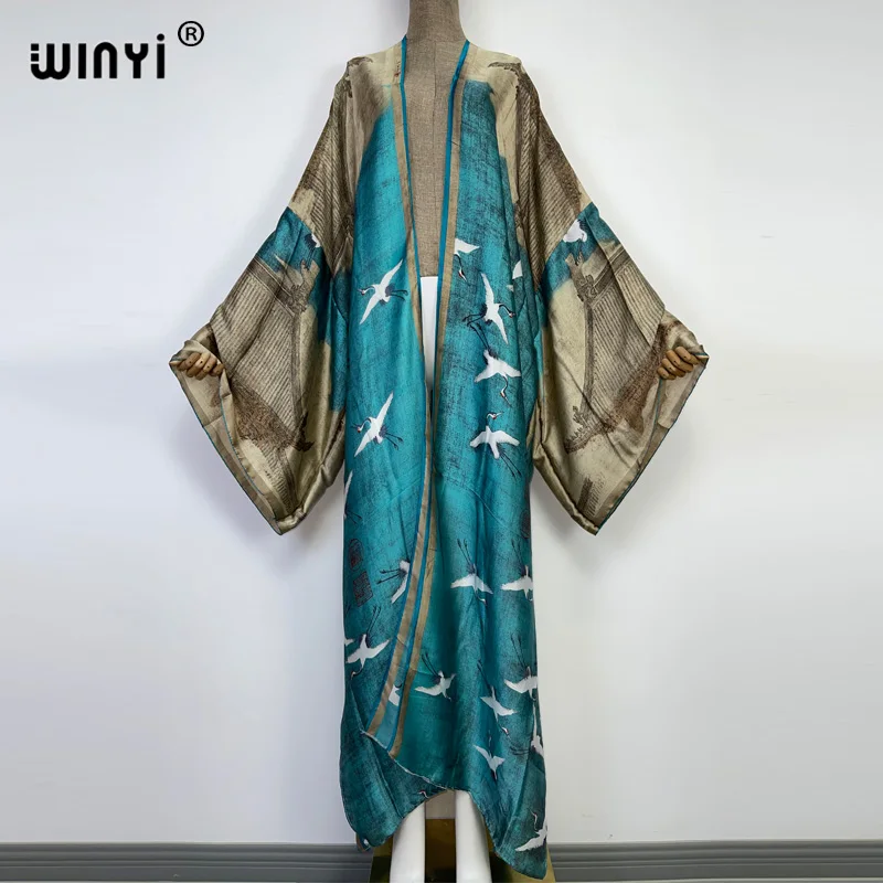 Kaftan WINYI แอฟริกา Tunic บิกินี่หวานเลดี้ปาร์ตี้ใหม่ Cardigan Stitch ค็อกเทล Sexcy Boho Maxi Holiday Batwing แขน KIMONO