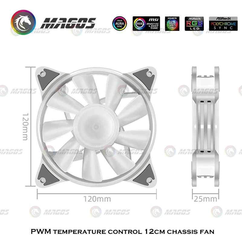 120mm PWM Temperature Control RGB Case Fan 12cm PC Cooling Fan 5V 3Pin ARGB Synchronous CPU Cooling Fan For Gamer Cabinet