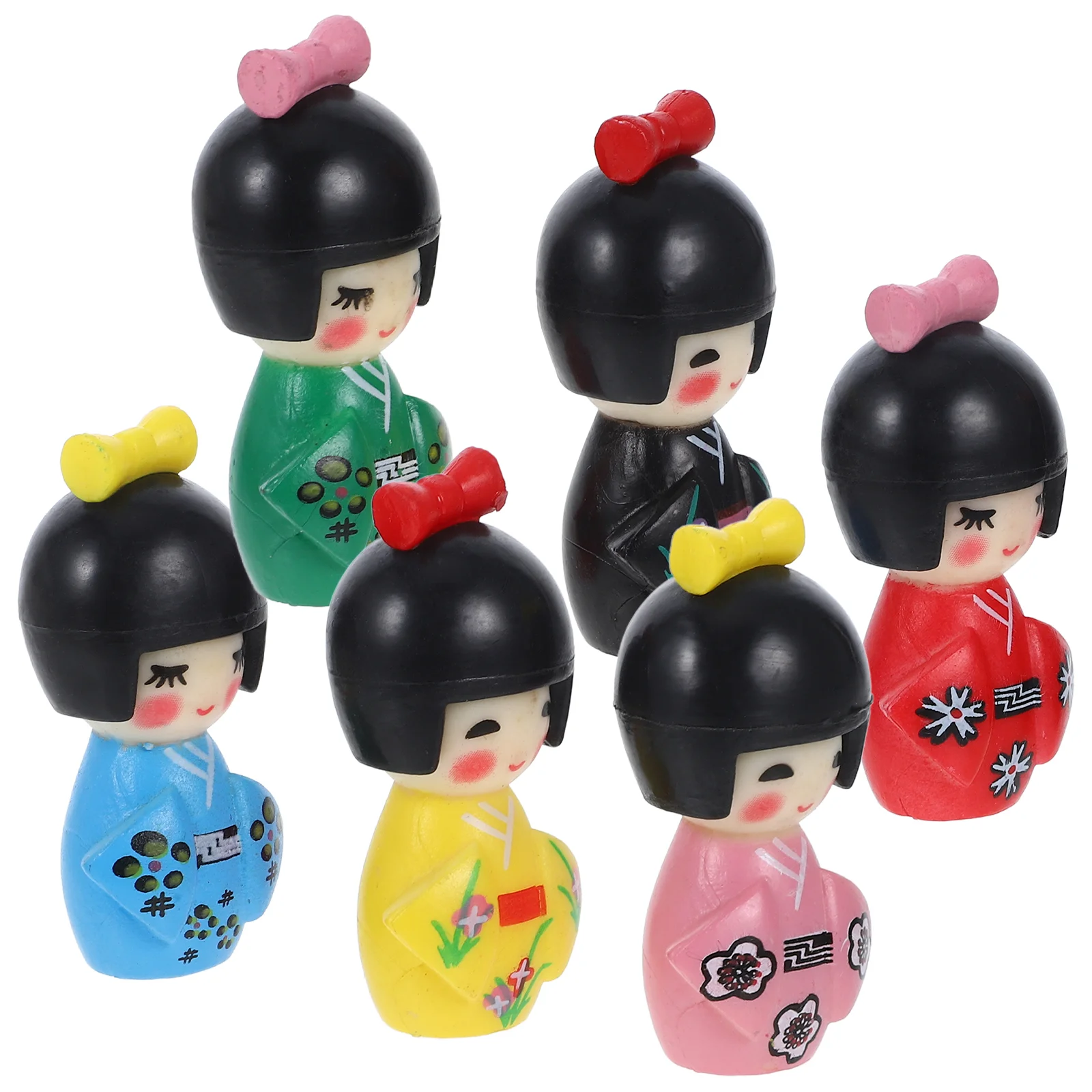 

6 Pcs Kimono Ornaments House Japanese PVC Toy Plaything Paper Cup Household Handicraft Girl Gift