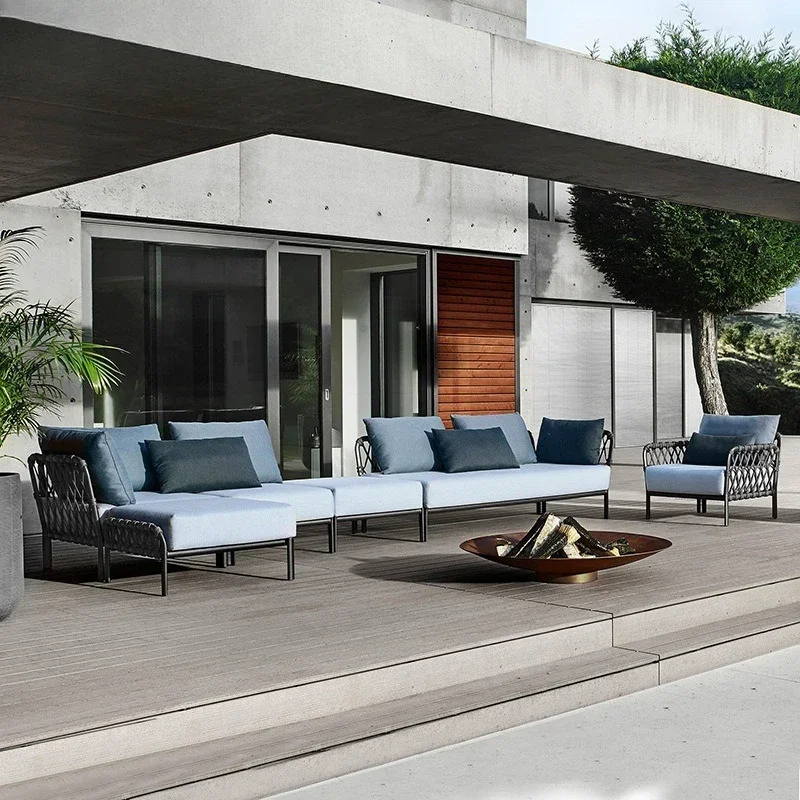 Outer Garden Villa Rattan Sofa Single Chair Coffee Table Waterproof and Sunscreen