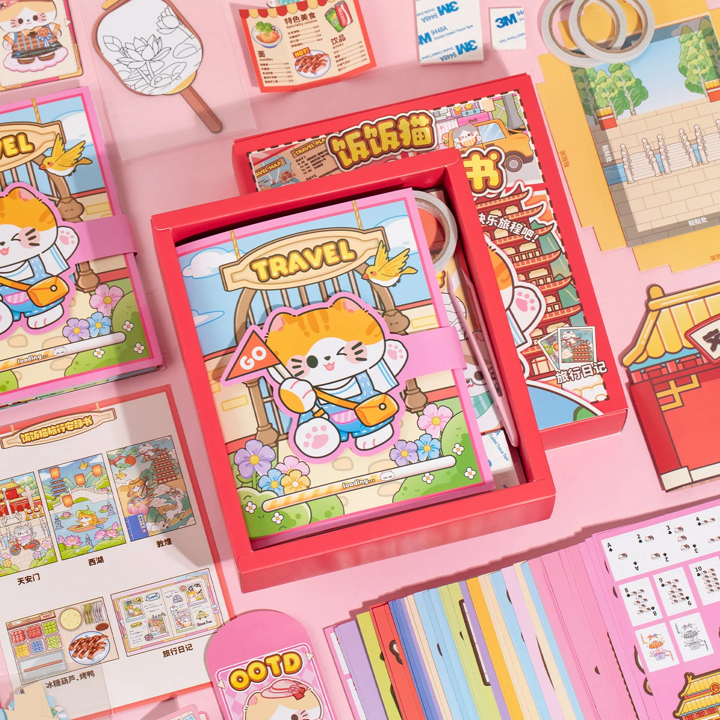 

Fanfan Cat Travel Quiet Book Series Flat Sheet Sticker Set Sticker for Office Stationery Stickers Desktop Diary Decoration Book