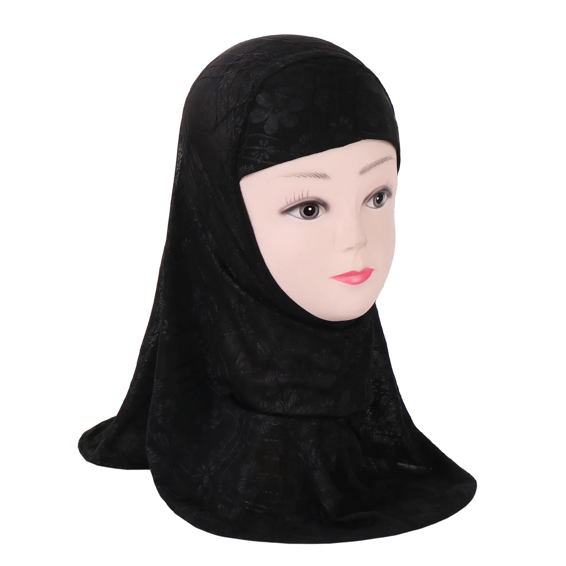 

Muslim Kids Girls Hijab One Piece Amira Islam Child Headscarf Instant Scarf Turban Arabic Pull On Head Wrap Bonnet for 2-6 Years