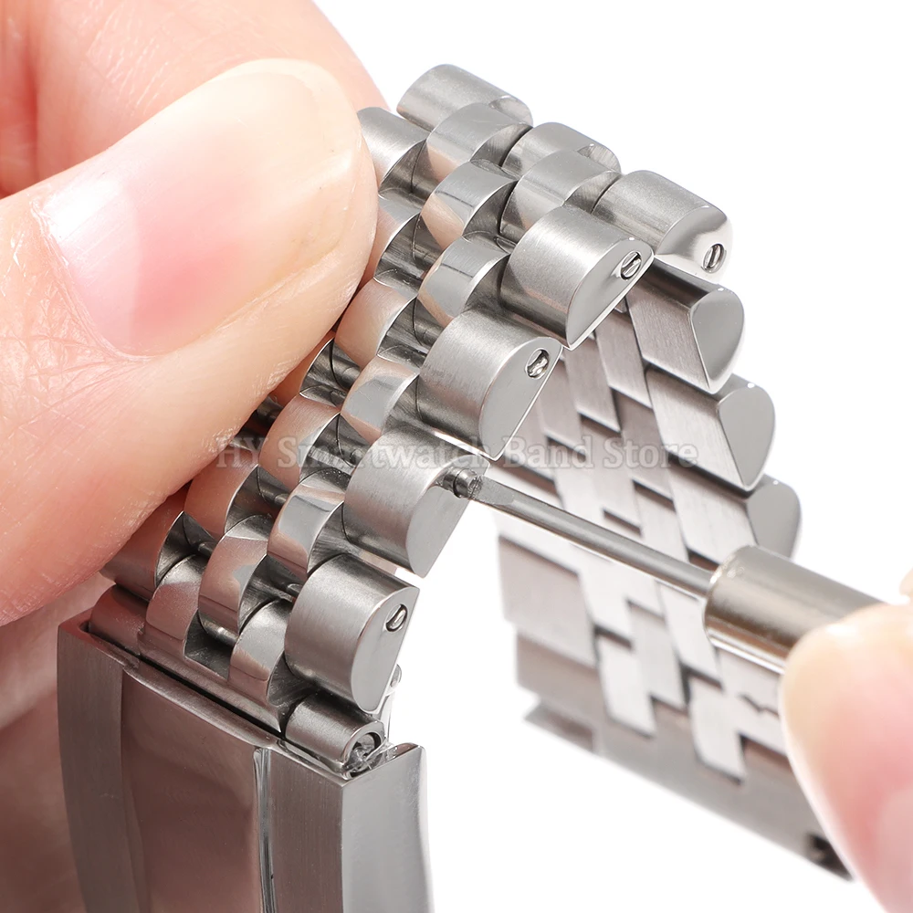 Cinturino per orologio in metallo con estremità curva 20mm 21mm 22mm per Rolex per Viti in acciaio inossidabile Jubilee cinturino da polso con fibbia pieghevole braccialetto da uomo