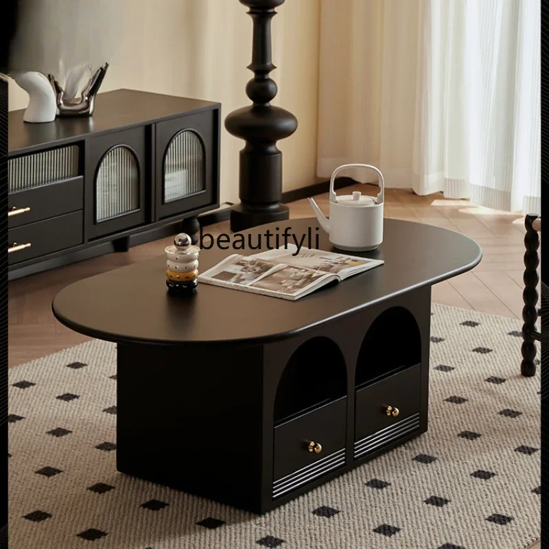 

Living Room Home Solid Wood Tea Table Modern Simple Light French Tea Table Black Tea Table