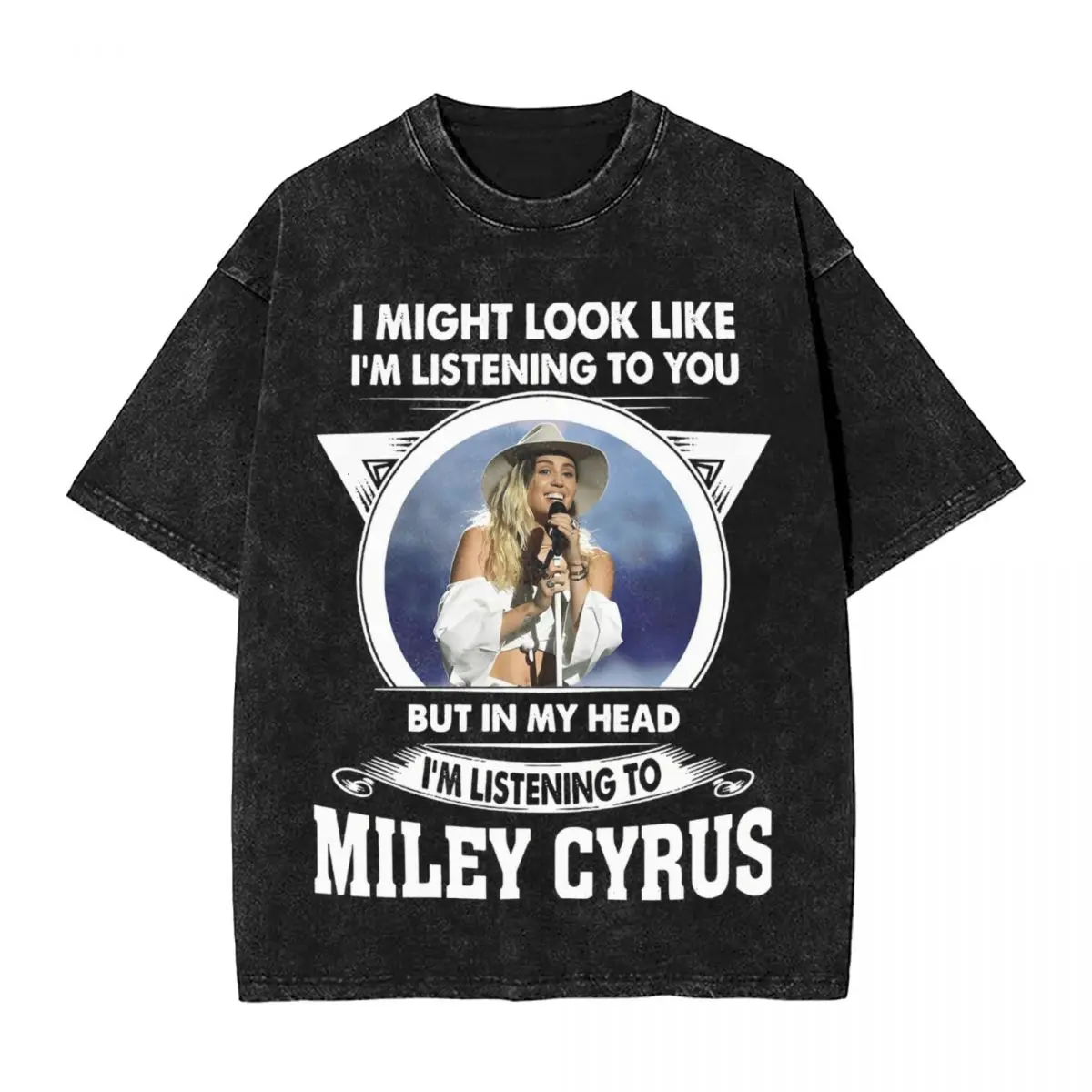 Washed T Shirt Hannah Montana Miley Vintage Rap Vintage T-Shirt Oversize Streetwear 100% Cotton Summer Tops Tees for Men Women