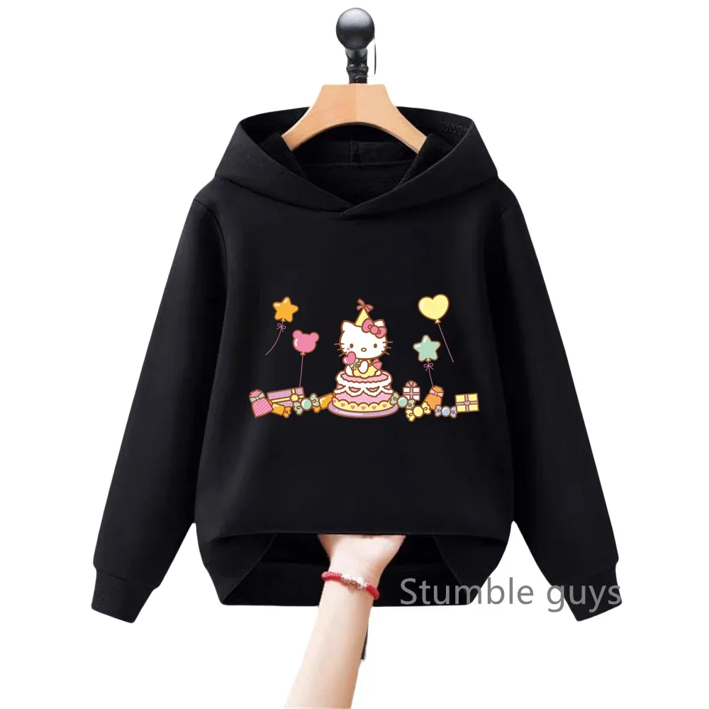 أنيمي مرحبا كيتي لطيف الكرتون عارضة هوديي في سن المراهقة هوديي Kawaii فتاة سترة البلوز أعلى الاطفال لطيف ملابس الطفل