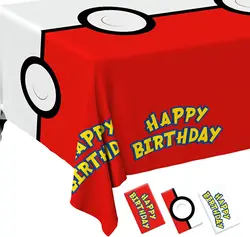 Pokeball Tablecloth Pokemon Pikachu Party Supplies Table Cover Cups Plates Baby Shower Happy Birthday Decorations