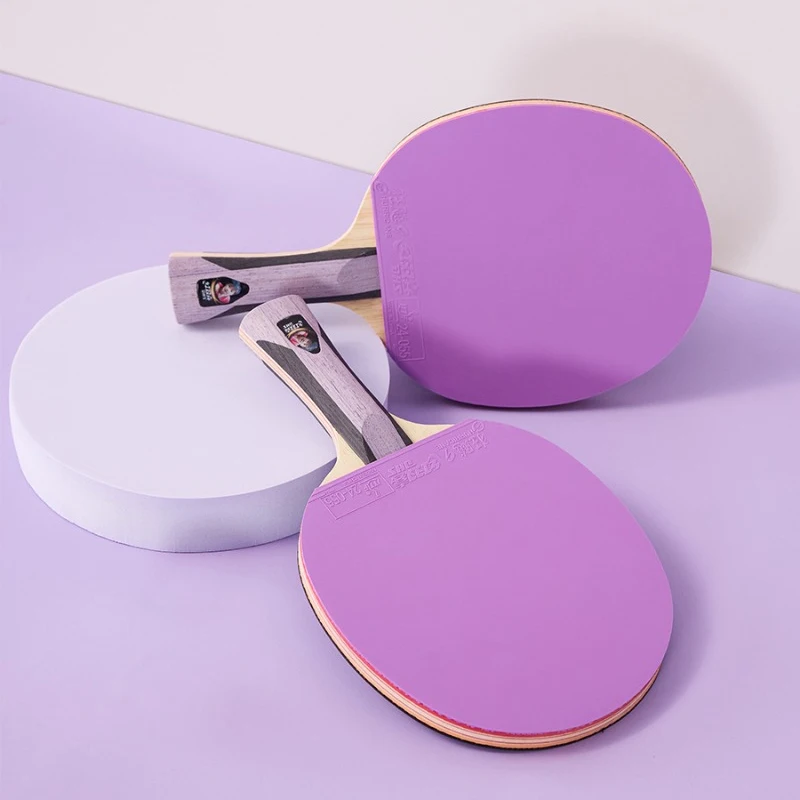 

DHS Colorful Table Tennis Racket H6001 7 Ply Wood Professional Ping Pong Paddle FL with Hurricane 9/3 Sticky Rubber for Training