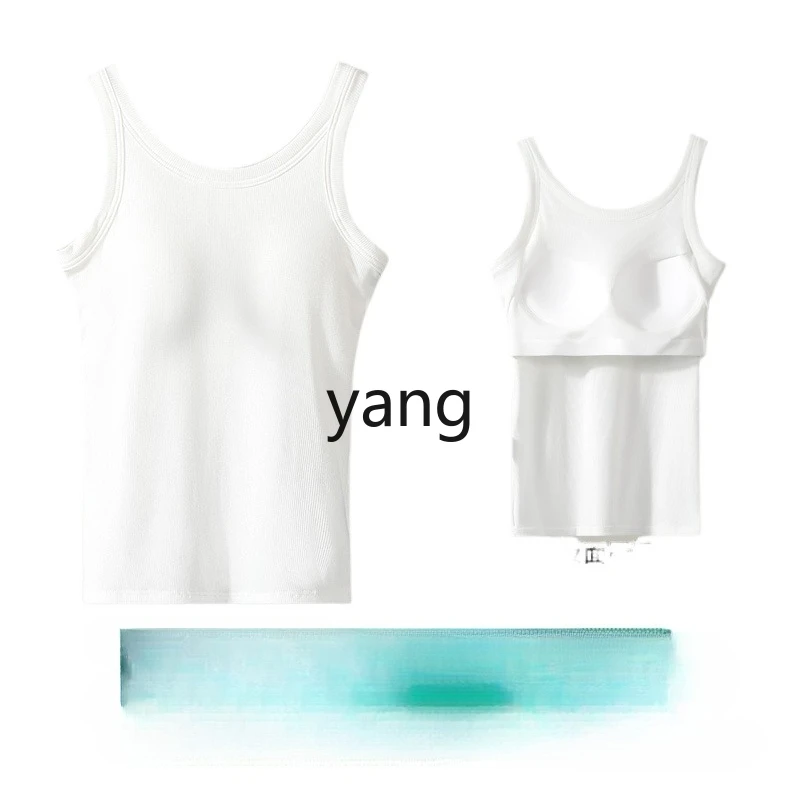 

LMM white suspender vest, women's bra integrated with sleeveless T-shirt, breast covering base, casual wear outside