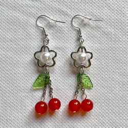 cherry earrings Y2k 2000s Handmade