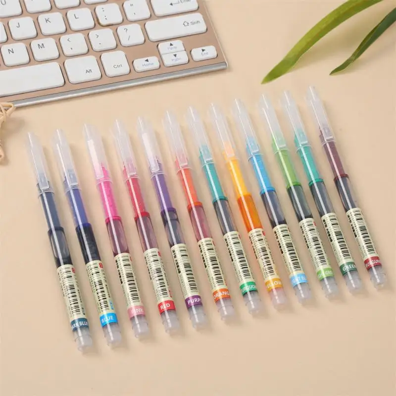 13 Color Quick-drying Straight Liquid Full Needle Pen, Simple Large Capacity Neutral Pen, Suitable For Drawing, Note-taking