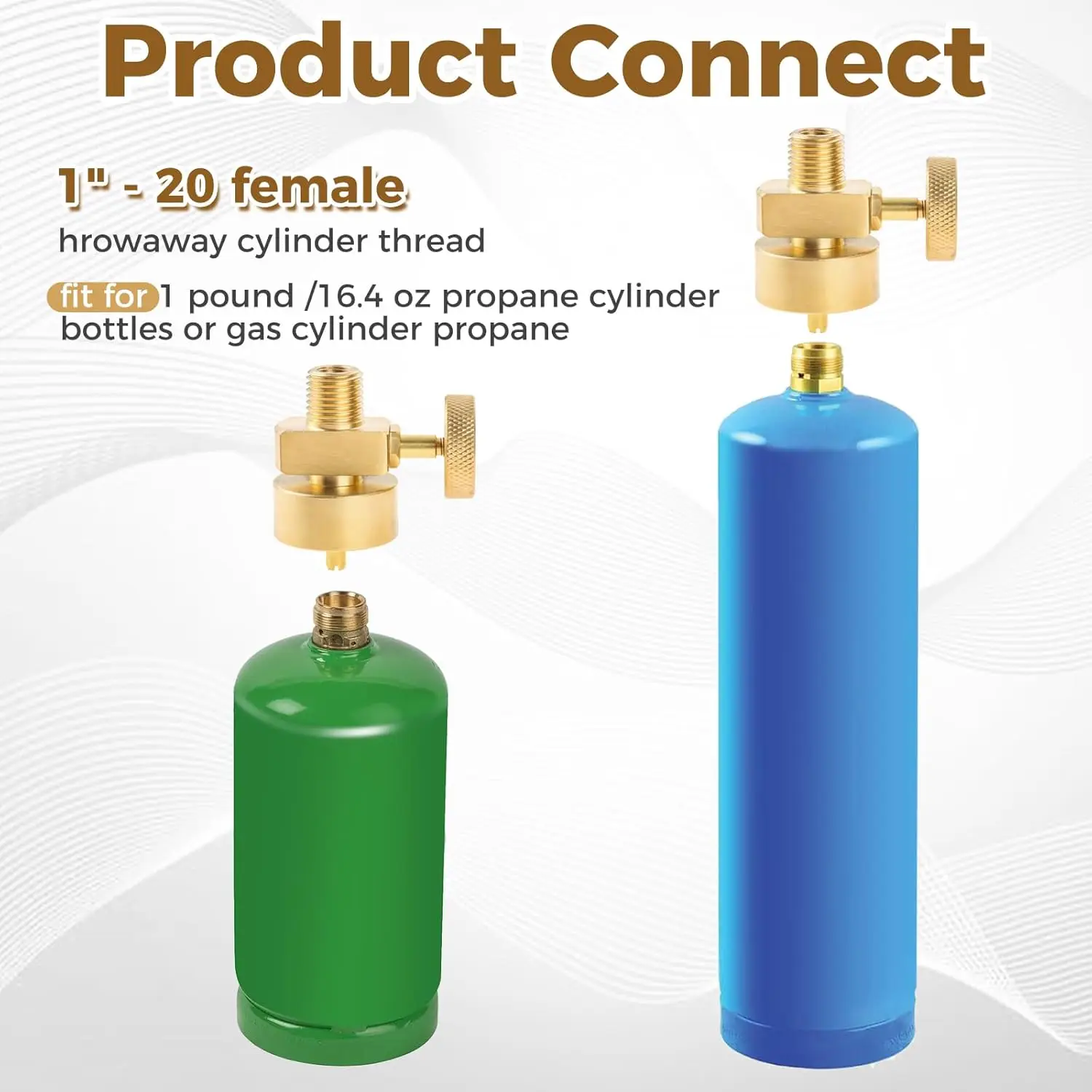 Cilindro de eliminación de Gas propano de latón macizo, válvula adaptadora de botella + 1/4 "NPT Macho y M8 * 1, rosca hembra, parrilla, fogón, barbacoa