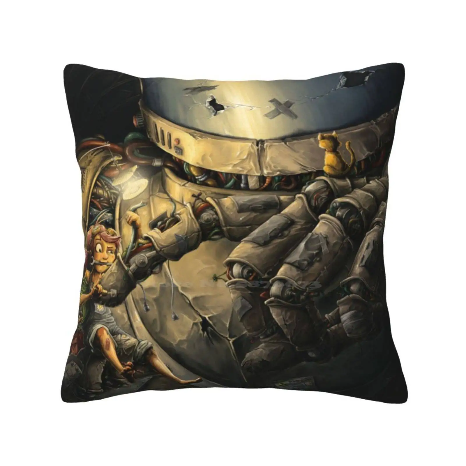 The Engineer Bedroom Office Hug Pillowcase Sci Fi Science Fiction Engineer Robot Giant Dark Cat Monster Fantasy Girl Kids