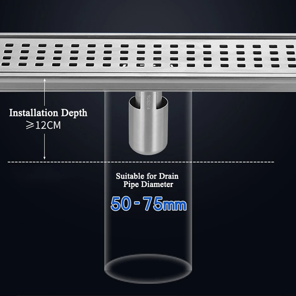 Imagem -05 - Dreno de Piso Retangular Drenagem de Placa Longa Linear Piso Drenagem Cobrir Banheiro Chuveiro 30 cm 50 cm 40 cm 20 cm Aço Inoxidável 304