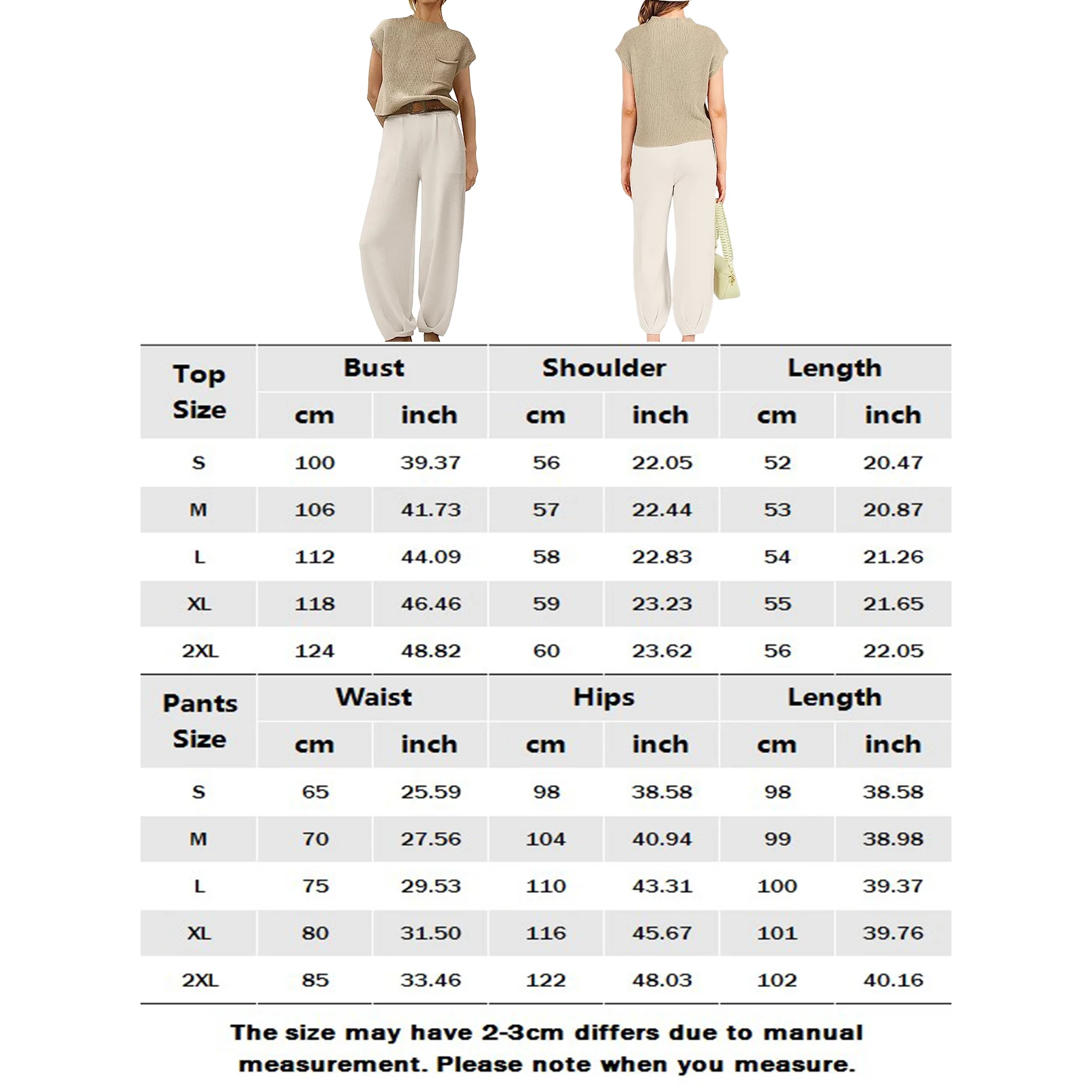 2024 Women\'s Two Piece Outfits Sweater Sets Knit Pullover Tops and High Waisted Wide Leg Long Pants Sweats Tracksuit Lounge Sets