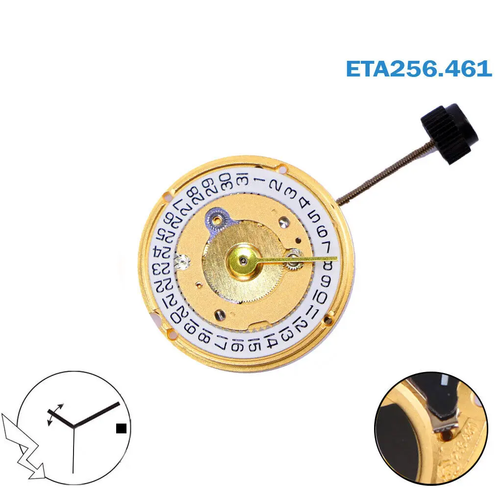 256.461 Movement ETA 256.461 Movement Made Quartz Movement White Date Disk on 3 Brand New Original movement