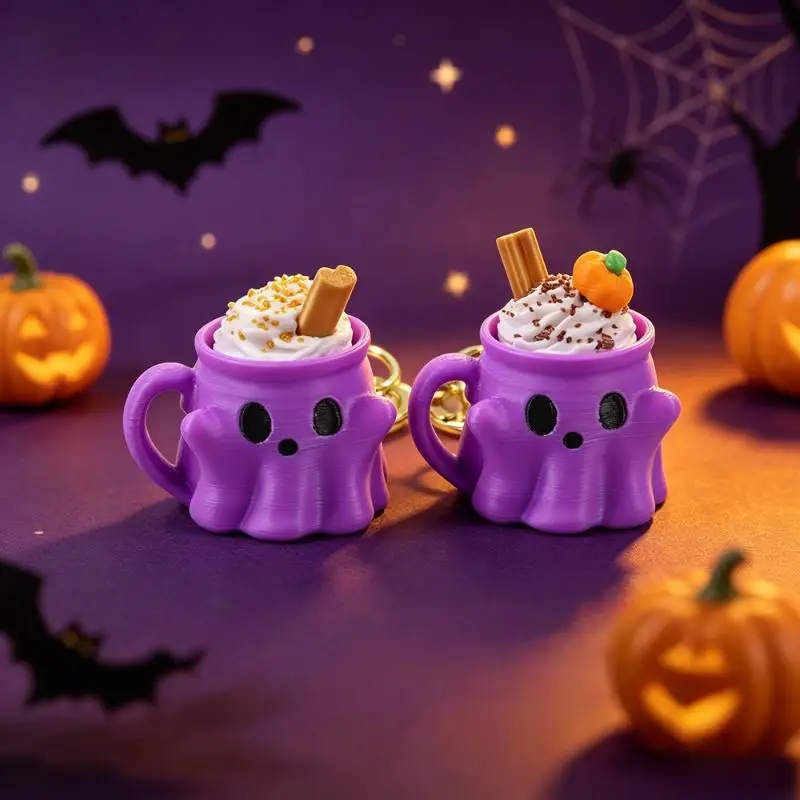 3D-Gedruckter Geister-Eiscreme-Schlüsselanhänger, Klicker-Knopf Stressabbau-Anhänger, Halloween-Dekorativer Tastenkappen-Ornament Geschenk – Detail 3