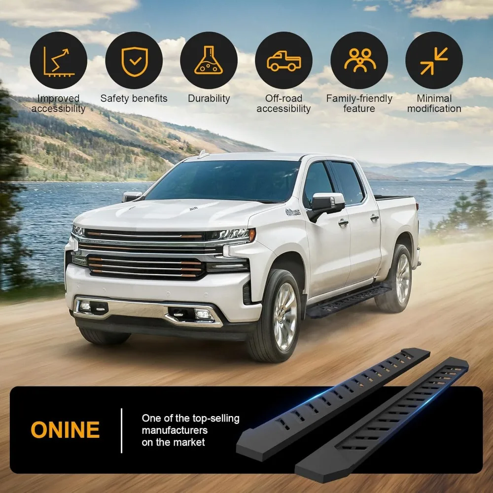 CRB781060 7" Clutch Running Boards Custom Fit 2024-2025 Toyota Tacoma Double Cab (4 Doors) Side Steps Nerf Bars, Textured Black