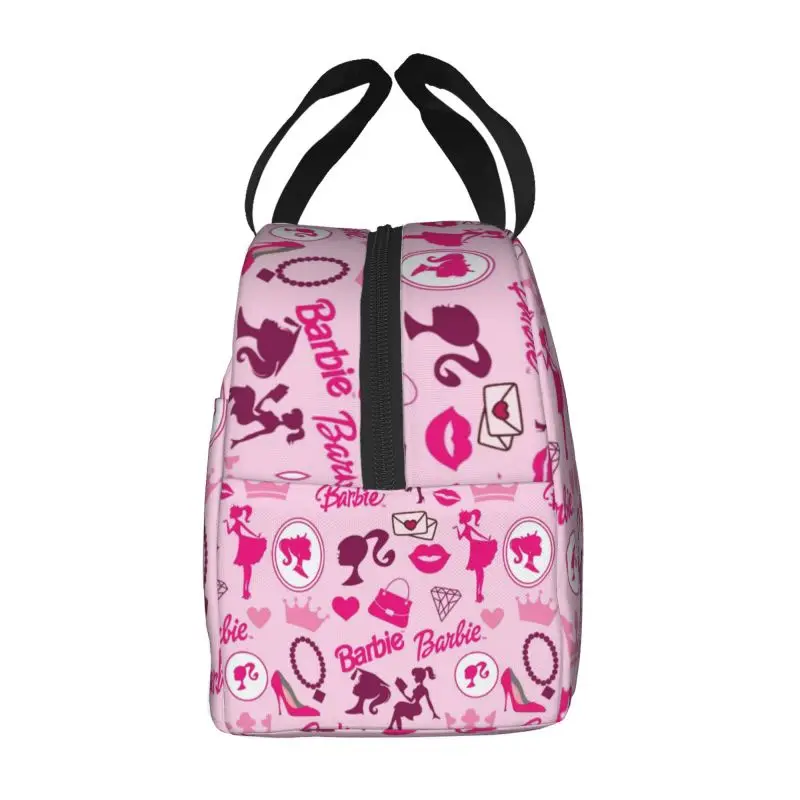 Custom Barbie Lunch Box for Women Leakproof Cooler Thermal Food Insulated Lunch Bag School Children Portable Picnic Tote Bags