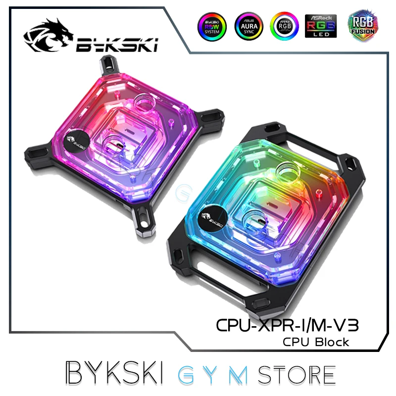 Bykski-Bloque de CPU para Intel LGA 115X,1200,2011,1700,AMD,AM3,AM4, enfriador POM/acrílico/Metal, 5V, CPU-XPR-I/M-V3