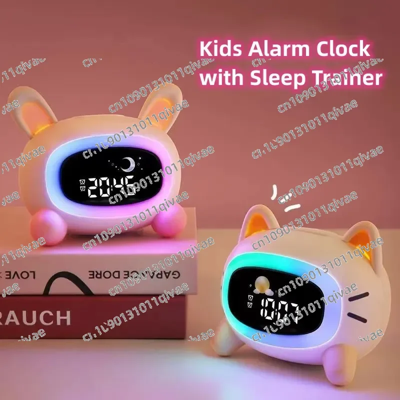 שעון מעורר לילדים בסדר להתעורר ילדים עם אימון שינה ומכונת קול מתנת יומולדת לבנים ובנות