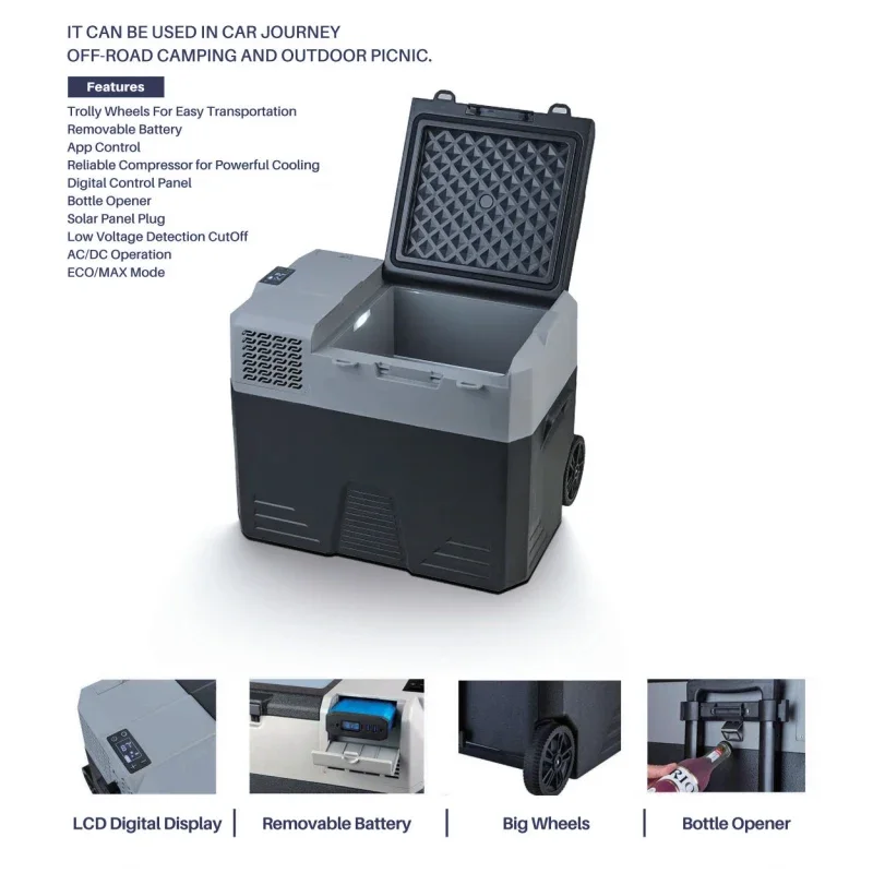 حار بيع 20-95L تيار مستمر التيار المتناوب مناطق مزدوجة شحن الطاقة الشمسية ثلاجة كبيرة محمولة الفريزر 12 فولت الثلاجة لسيارة شاحنة رحلة الطريق السفر