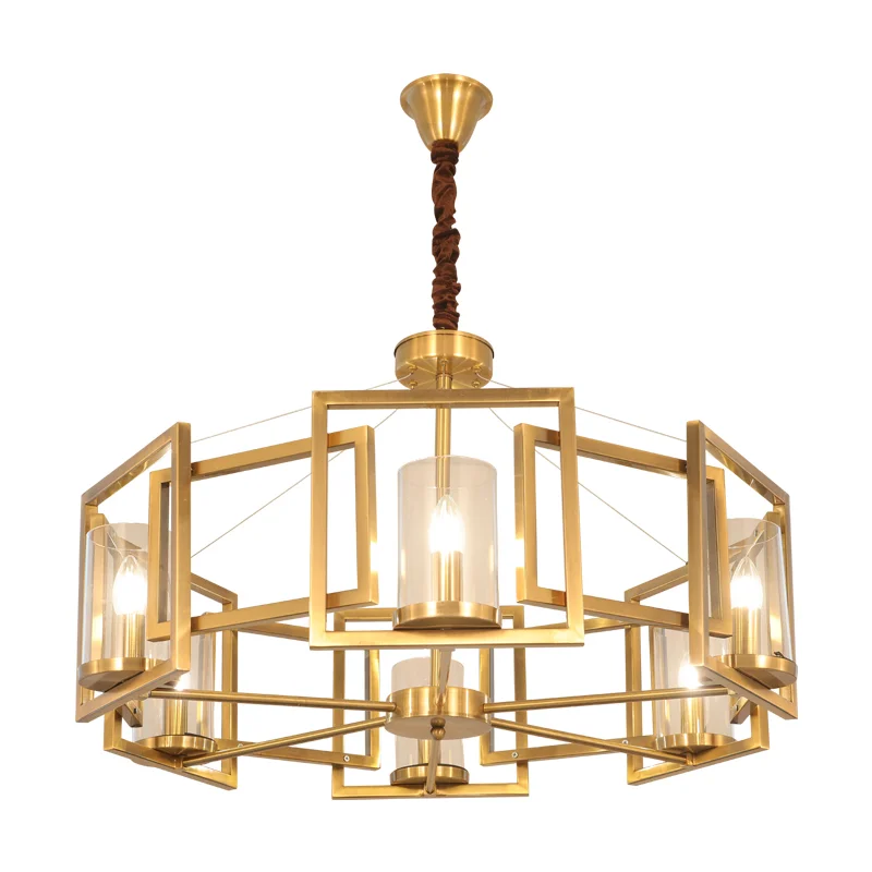 

simple light luxury metal chandelier post-modern designer living room dining room study gold wrought iron chandelier