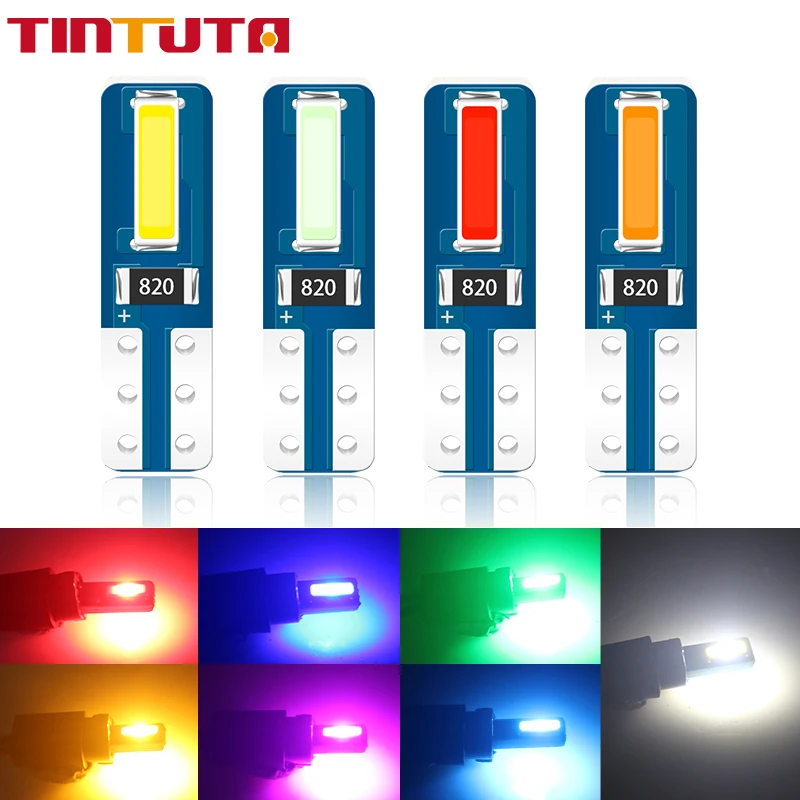 

10/20/100pcs T5 W3W LED Bulbs Car Interior Lights Dashboard Warming Indicator Wedge Auto Instrument Lamp 74SMD 7020 Chip 12V