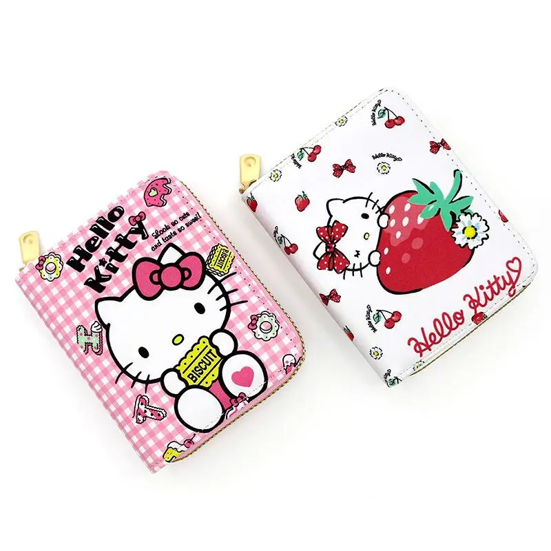 New Kawaii Sanrio Hello Kitty Cartoon Cute Anime Wallet Pu Printed Mini Change Bag Card Bag Katie Cat Toys for Girls