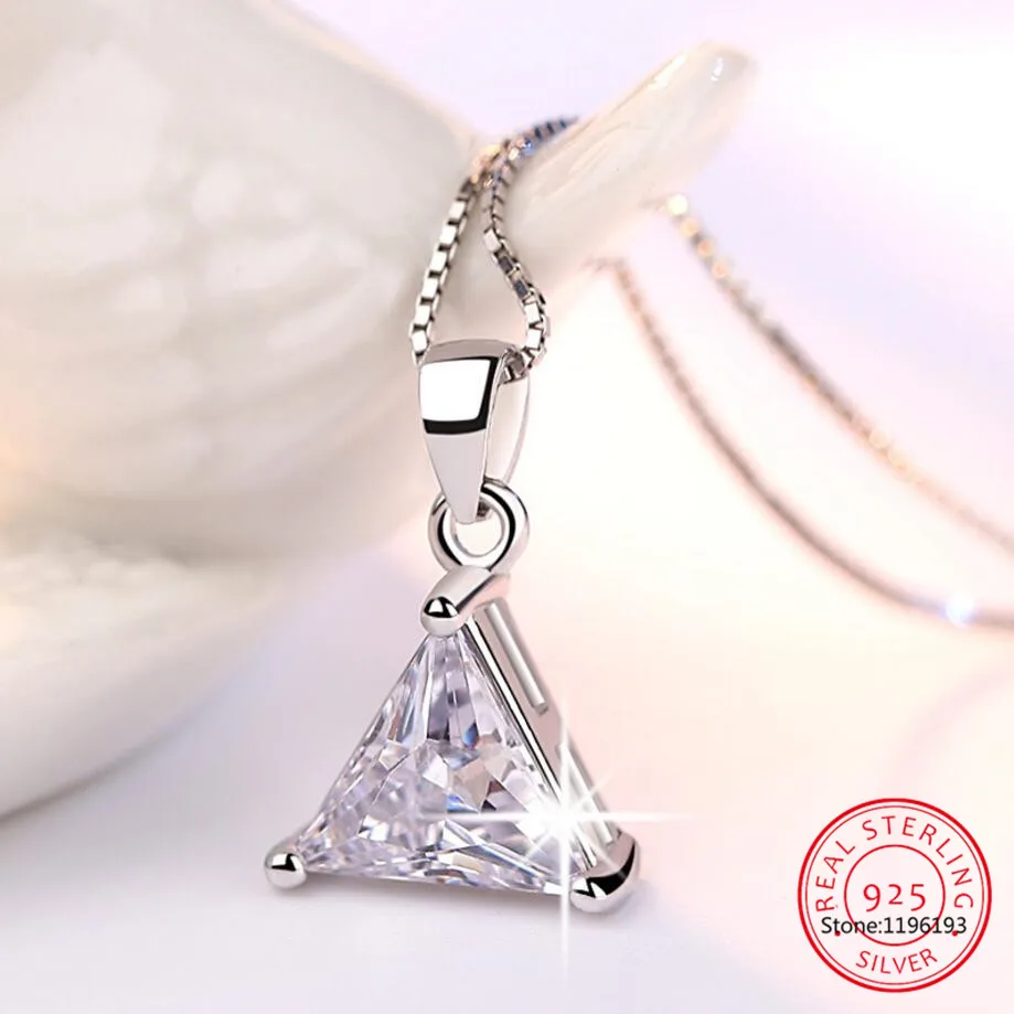 Triangle Cut Moissanite Necklace 2CT Lab Created Diamond Pendant Necklace Solid S925 Silver Moissanite Wedding Jewelry