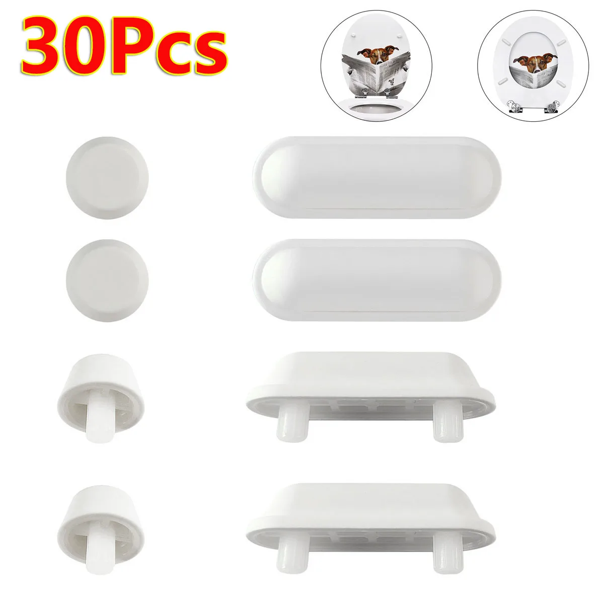 

30Pc 32mm Wood Toilet Seat Buffers Bumper White Button Round & Long Cushion Stopper Bumper Bathroom Lifter Kits Universal Rubber