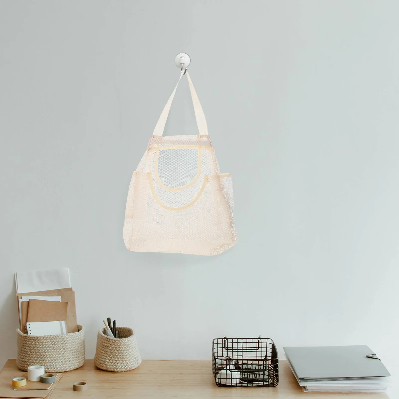 Reusable Hanging Storage Mesh Bags Breathable Multipurpose for Kitchen Bathroom Fruit Vegetable Garlic Onion Potato Tote view 2