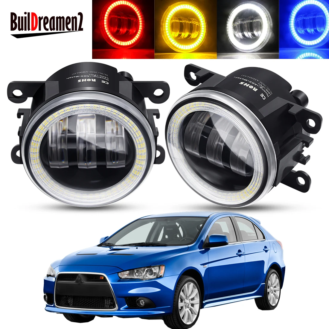 2 Pieces Car Angel Eye Fog Light Assembly LED Lens Fog Daytime Running Lamp DRL 12V For Mitsubishi Lancer Sportback 2009-2018